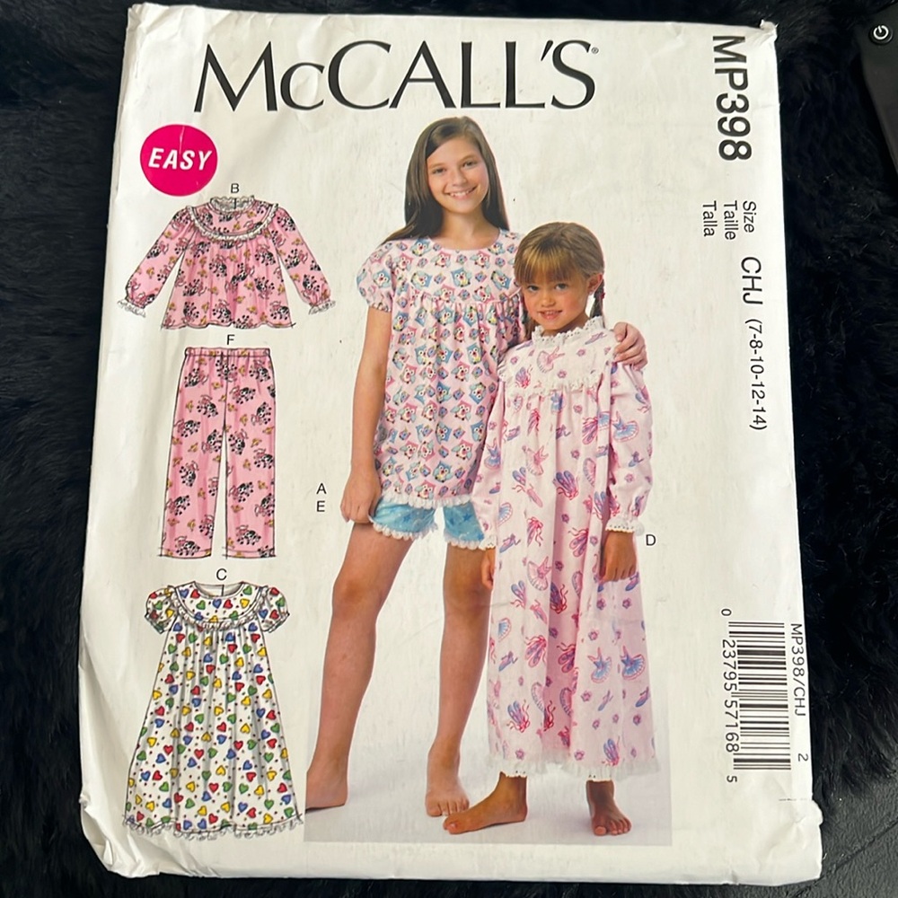 McCalls girls tops gown shorts and top